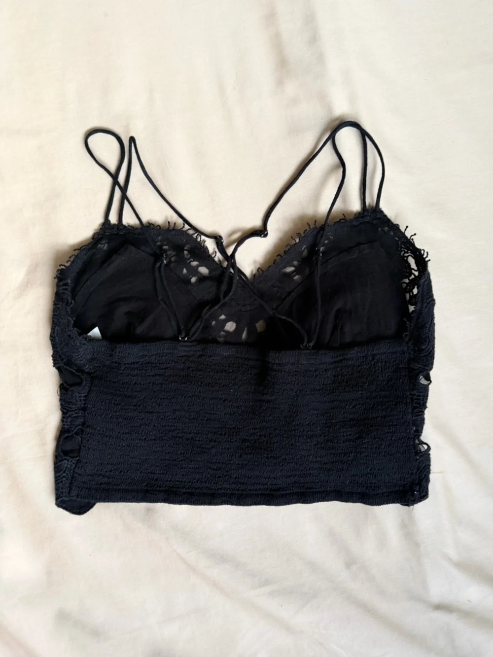 Free People FP One‎ Black Lace Bralette Cami Scalloped Hem M